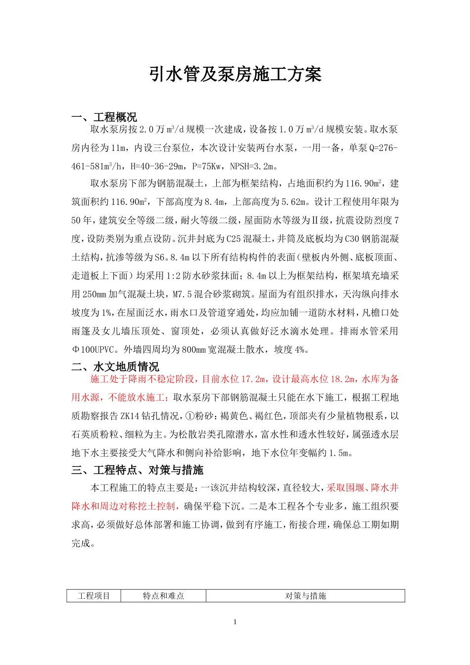 取水泵房施工方案_第1页