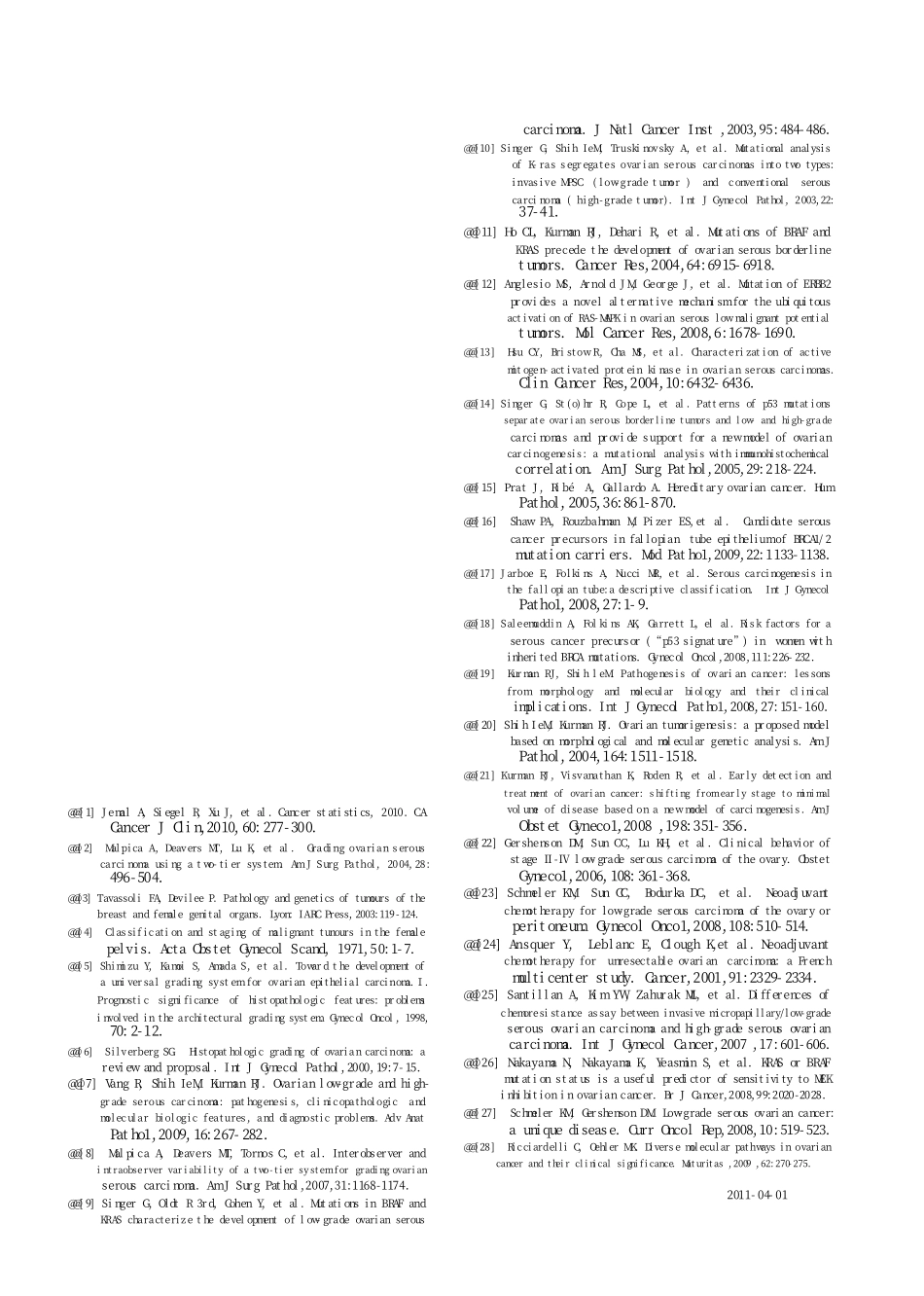 卵巢浆液性癌的两级分级系统及其临床意义_第3页