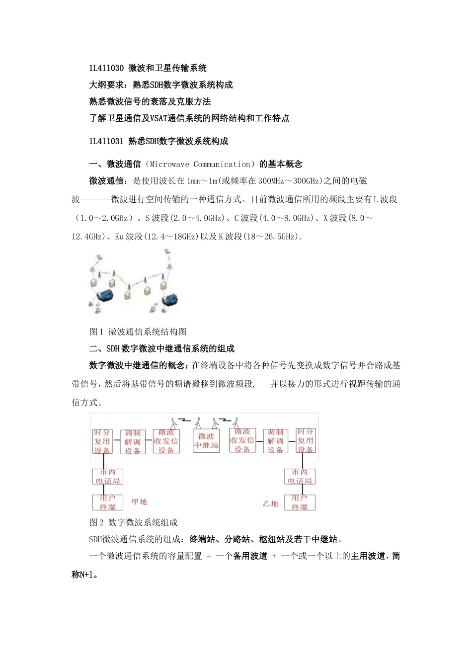 一级建造师(通信)讲义-----第07讲 1L411030微波和卫星传输系统(一)_第1页