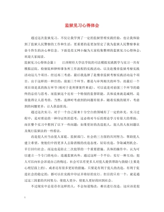 监狱见习心得体会 