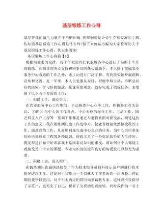基层锻炼工作心得 