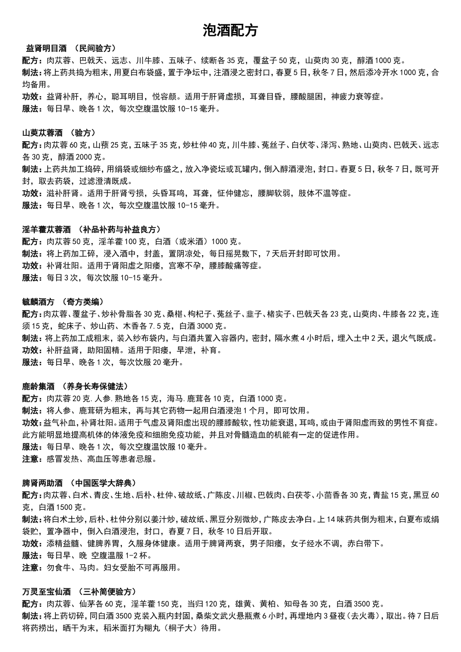 泡酒配方大全_第1页