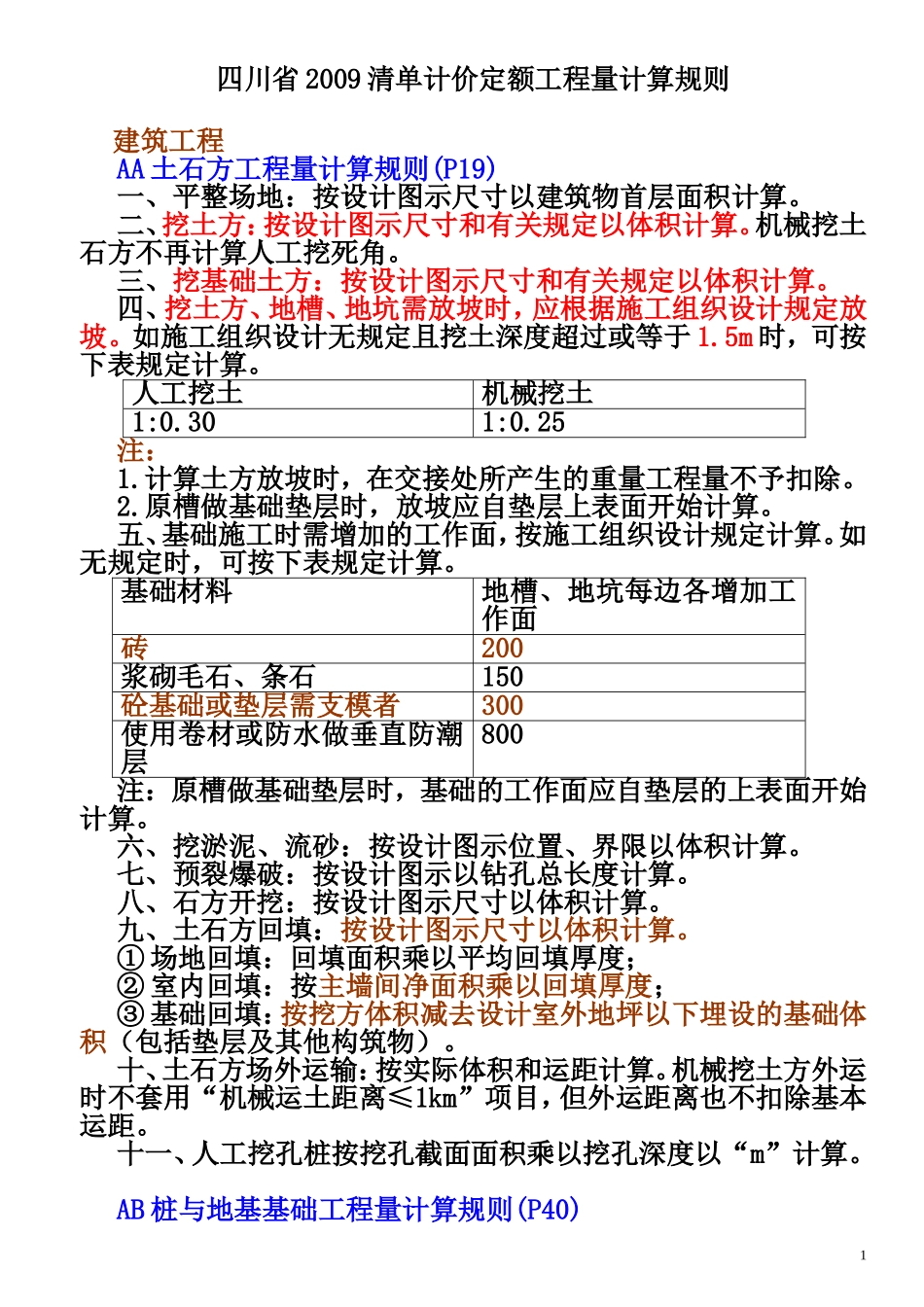 四川09计价定额工程量计算规则_第1页
