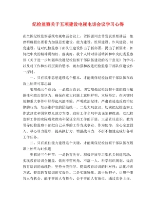纪检监察关于五项建设电视电话会议学习心得 