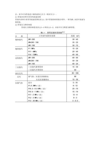 管道常用流速范围