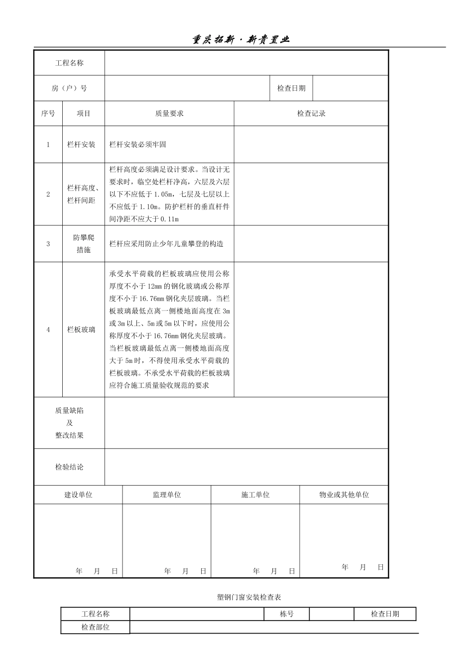 塑钢门窗工程质量检查表_第3页