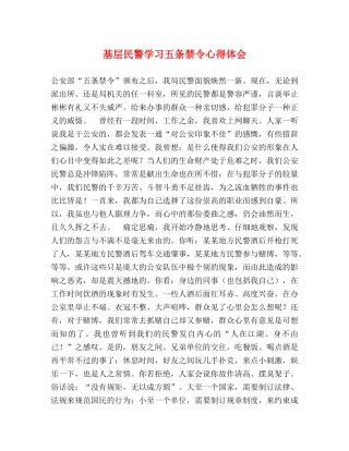 基层民警学习五条禁令心得体会 