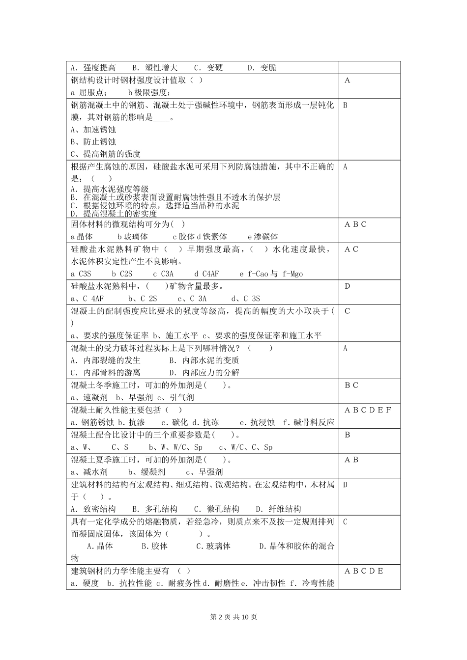 建筑材料复习思考题2014.11_第2页