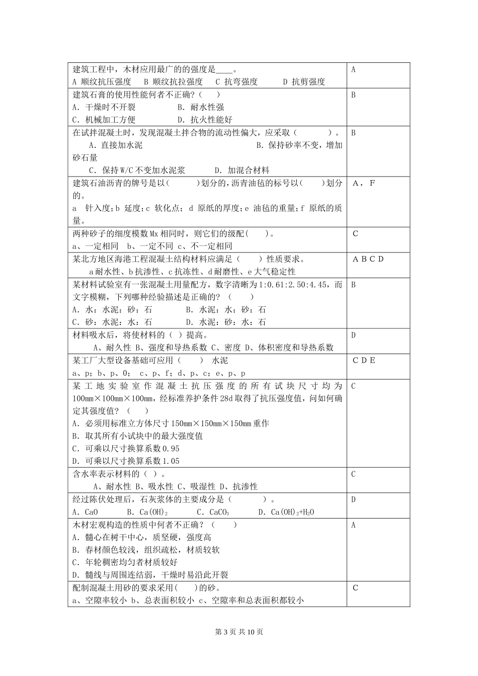建筑材料复习思考题2014.11_第3页