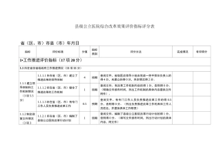 县级公立医院综合改革效果评价指标评分表