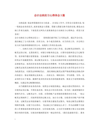 会计出纳实习心得体会3篇 