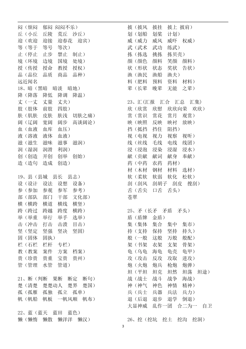 人教版三年级上生字扩词_第3页