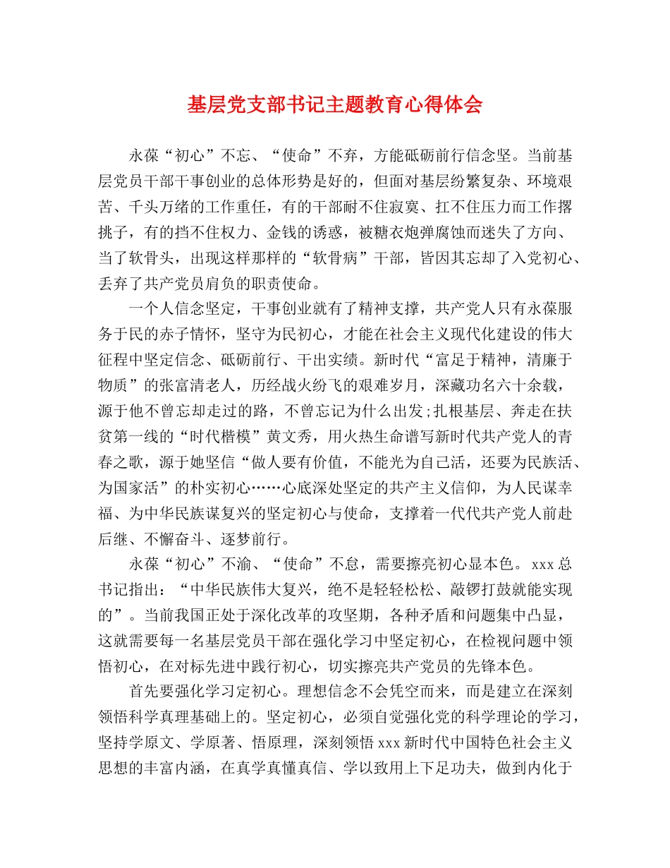 基层党支部书记主题教育心得体会 _第1页