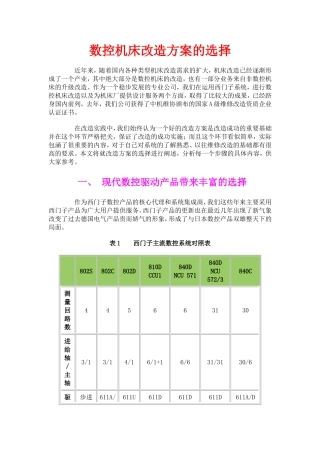 数控机床改造方案的选择