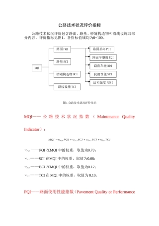 公路技术状况评价指标