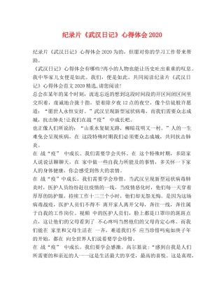 纪录片《武汉日记》心得体会2020 