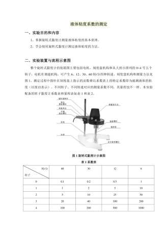液体粘度系数的测定