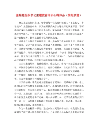 基层党组织书记主题教育培训心得体会（简短多篇） 