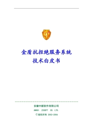 金盾抗DDOS防火墙白皮书