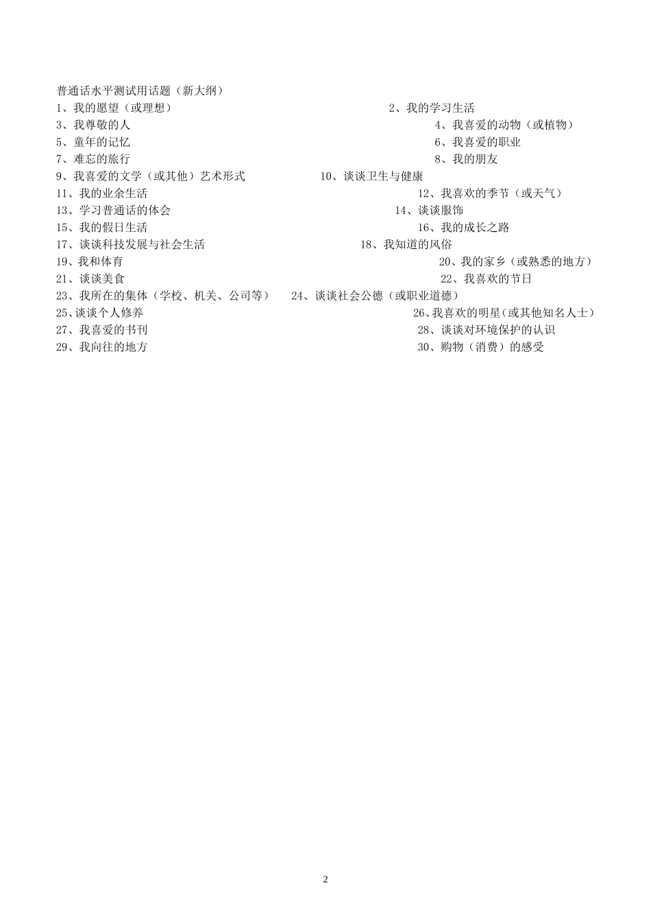 普通话测试新大纲60篇目录_第2页