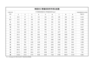钢筋面积表、钢筋排布(直接打印)