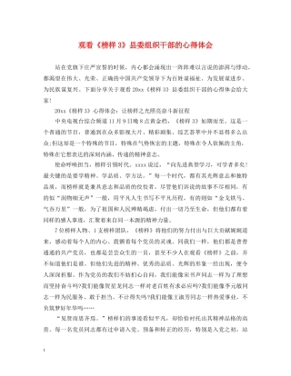 观看《榜样3》县委组织干部的心得体会 