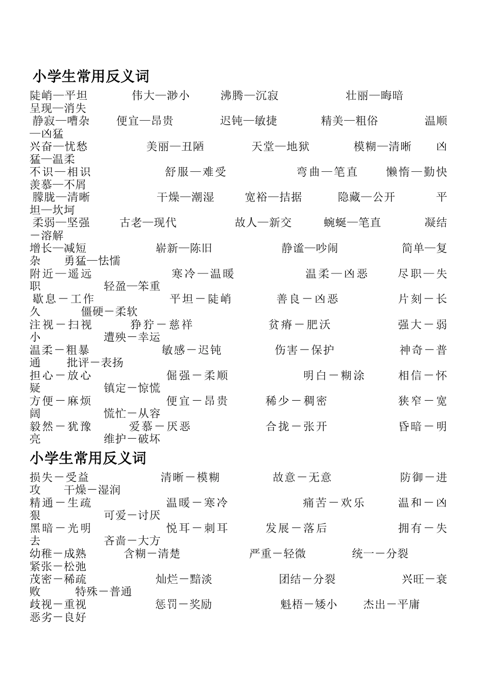 小学常用近义词,反义词_第3页