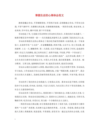 寒假生活的心得体会范文 