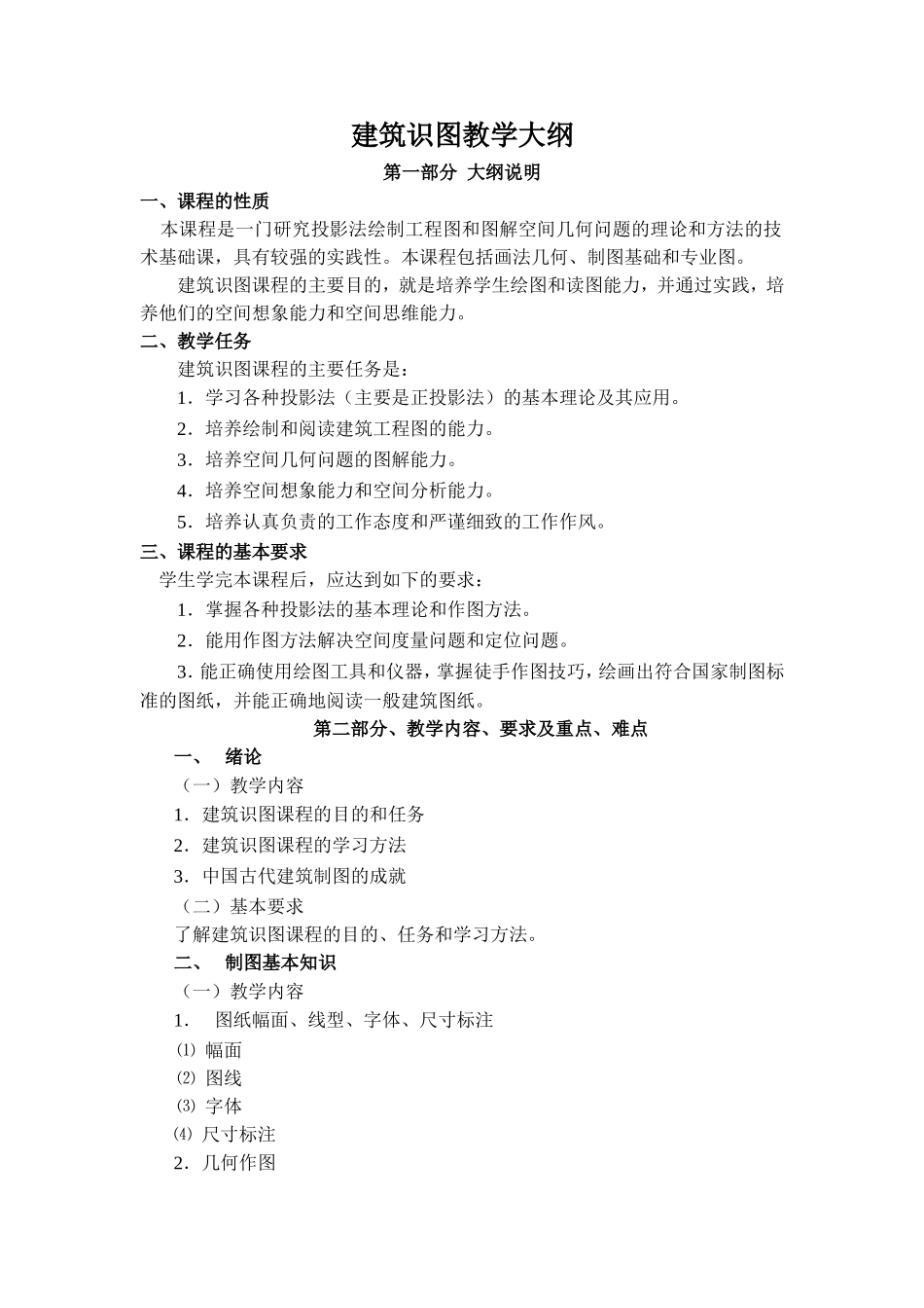 建筑识图教学大纲_第2页