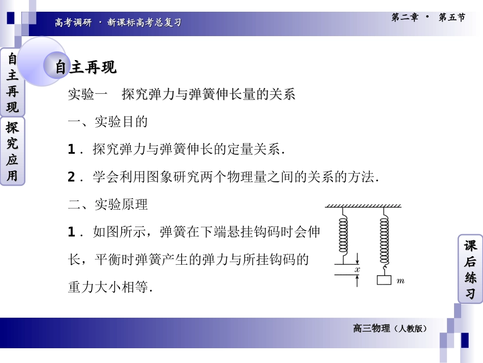 高考实验一_探究弹力与弹簧伸长量的关系实验二_验证力的平行四边形定则_第2页