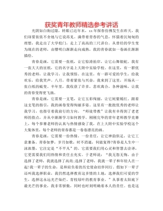 获奖青年教师精选 