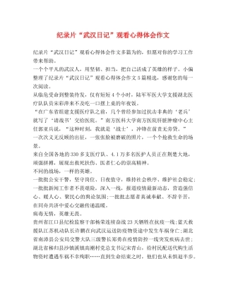 纪录片“武汉日记”观看心得体会作文 