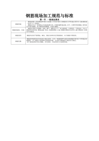 钢筋现场加工规范与标准