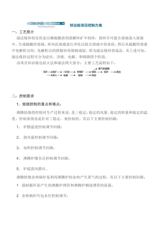 锌冶炼项目控制方案