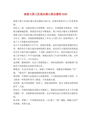 观看大国工匠观后感心得及感悟2020 