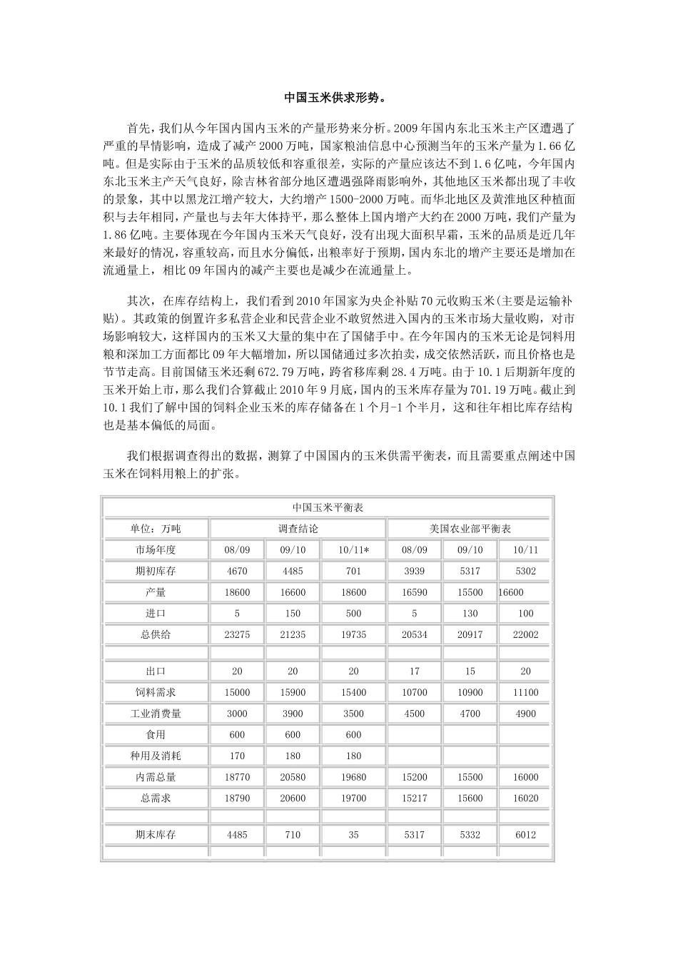 中国玉米供求形势_第1页