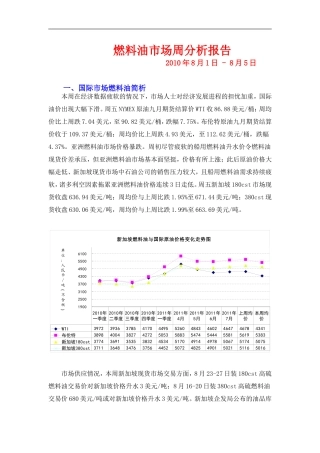 燃料油市场周报20110805(中油)