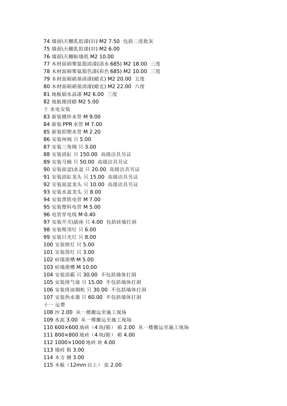 深圳地区装修人工费一览表_第3页