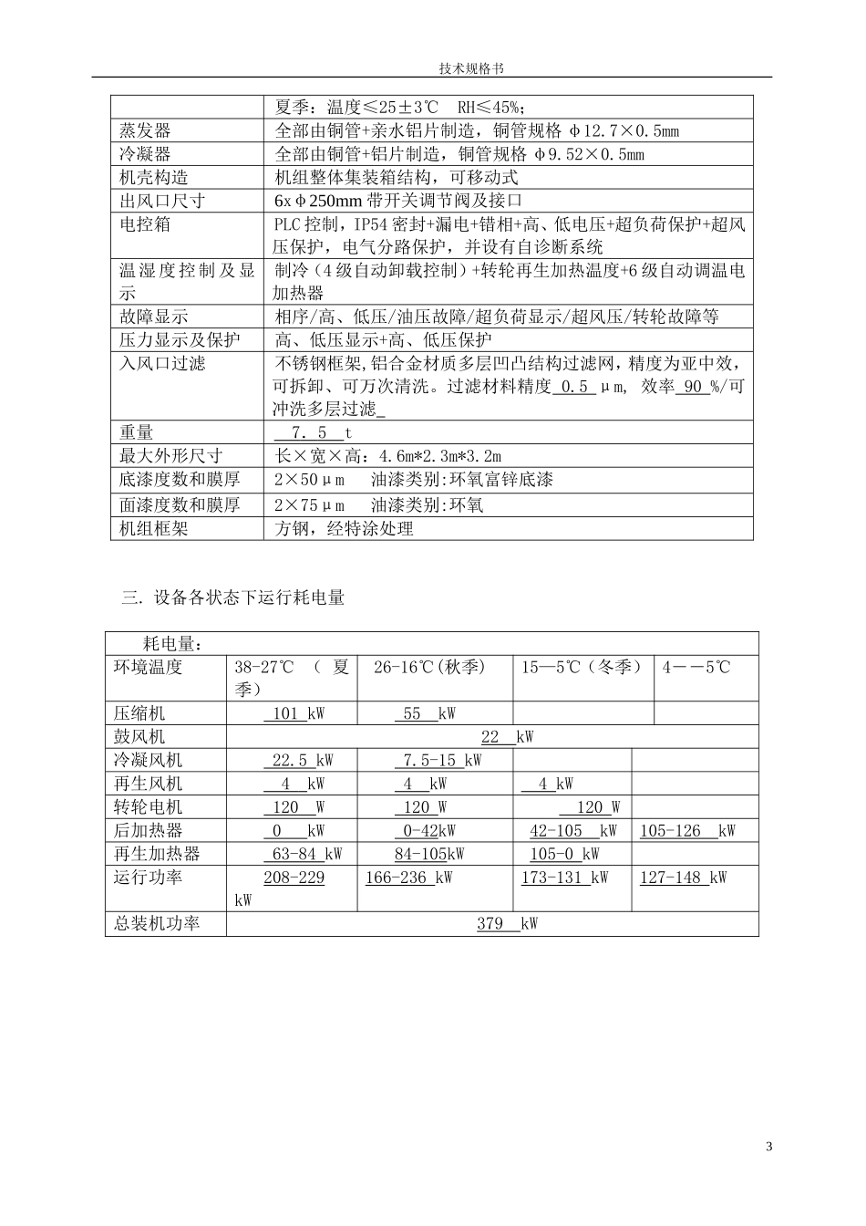 四季型转轮除湿机技术规格书_第3页