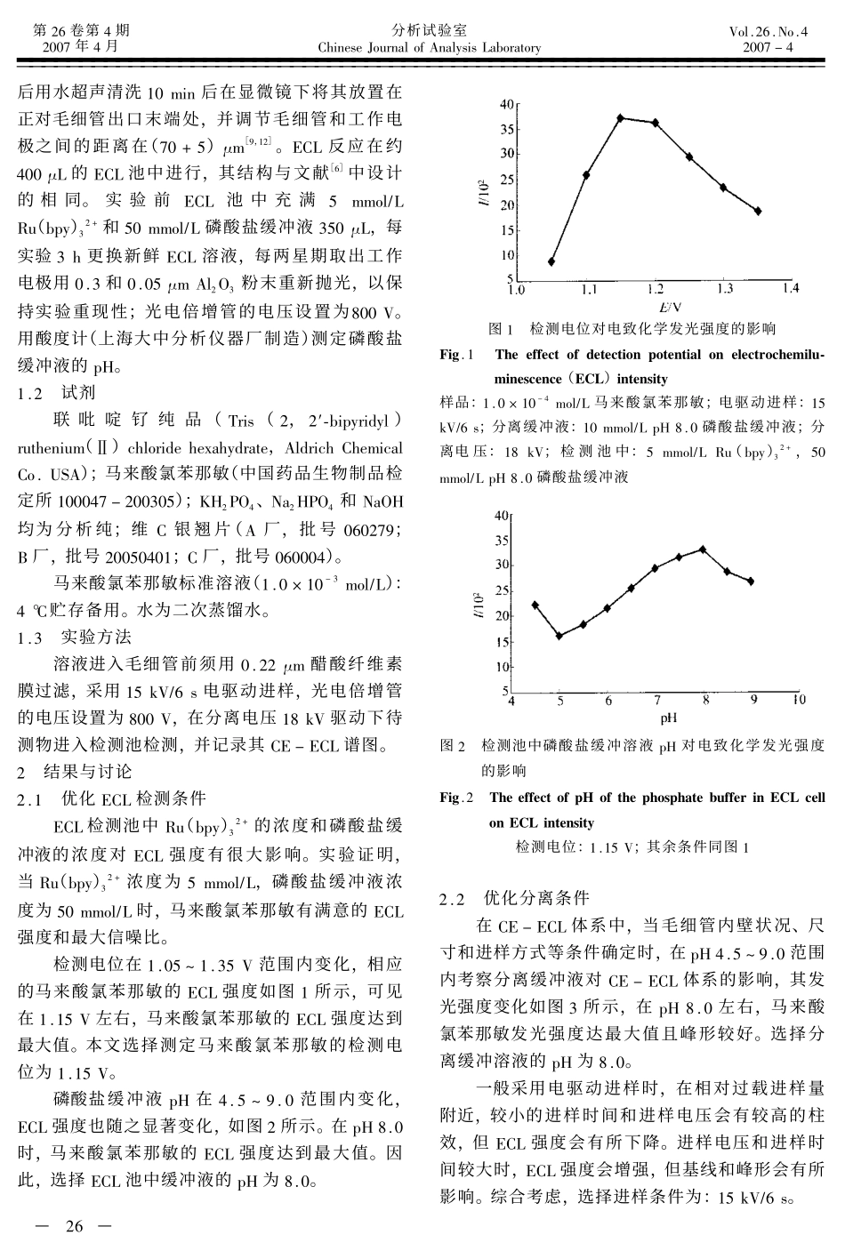毛细管电泳电致化学发光法测定维C银翘片中的马来酸氯苯那敏_第2页