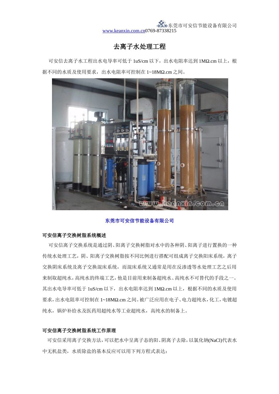 去离子水处理工程_第1页