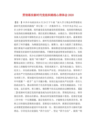 贯彻落实新时代党组织路线心得体会2020 