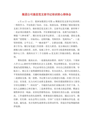 集团公司基层党支部书记培训班心得体会 