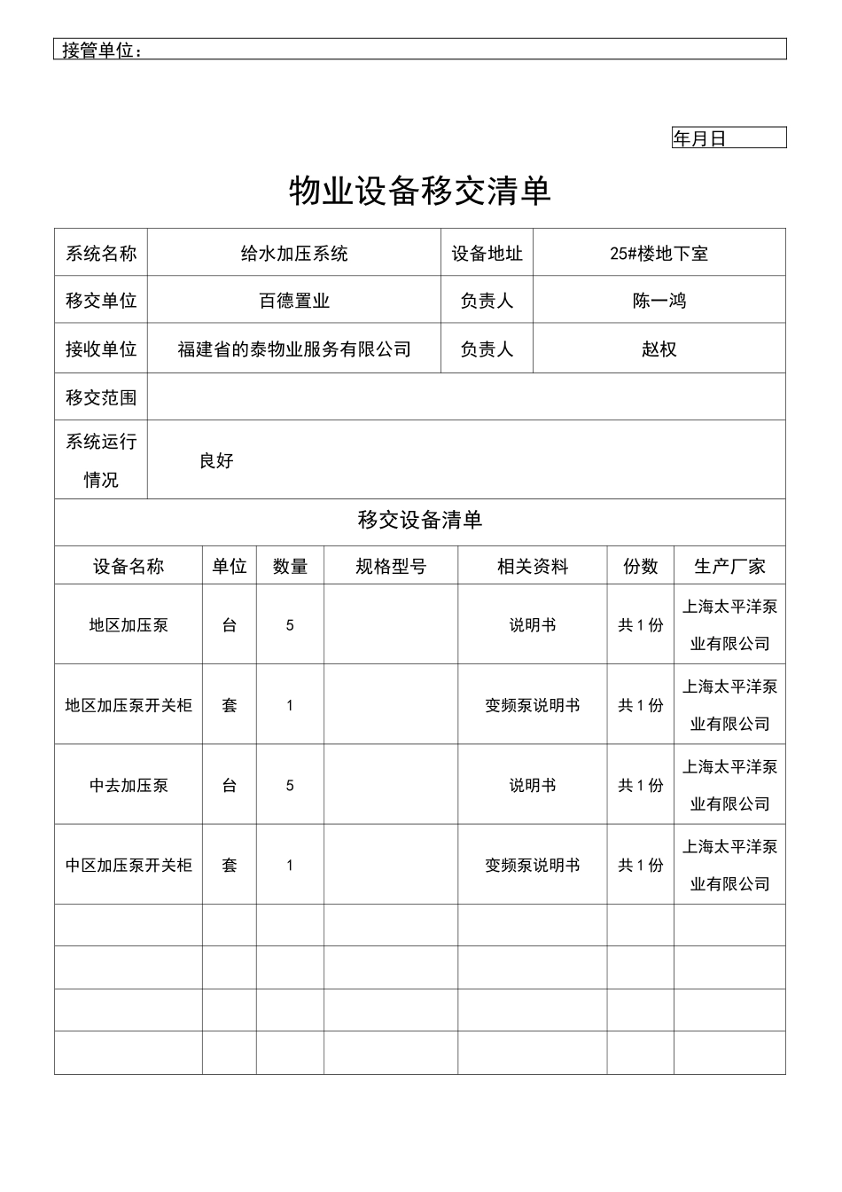 物业设备移交清单(样表)_第3页