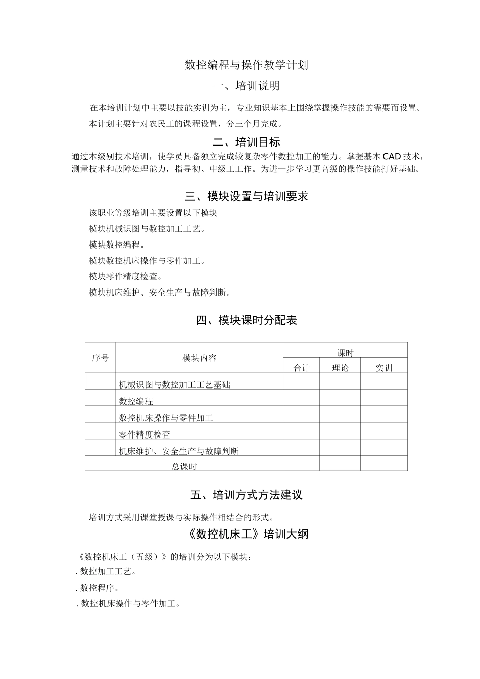 数控机床教学大纲和计划_第1页