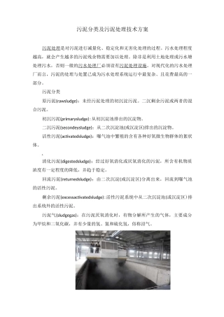 污泥分类及污泥处理技术方案