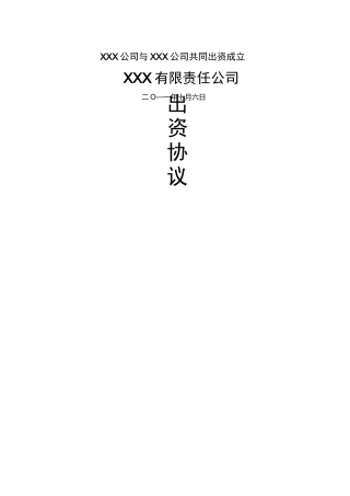 共同出资成立新公司协议