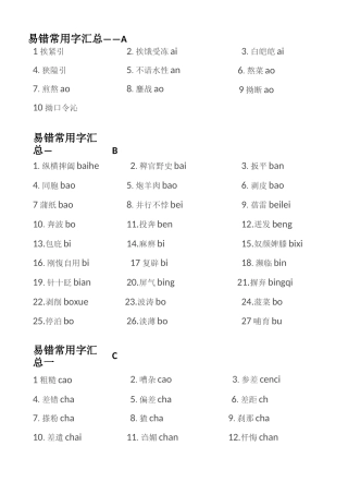 常用易误读字
