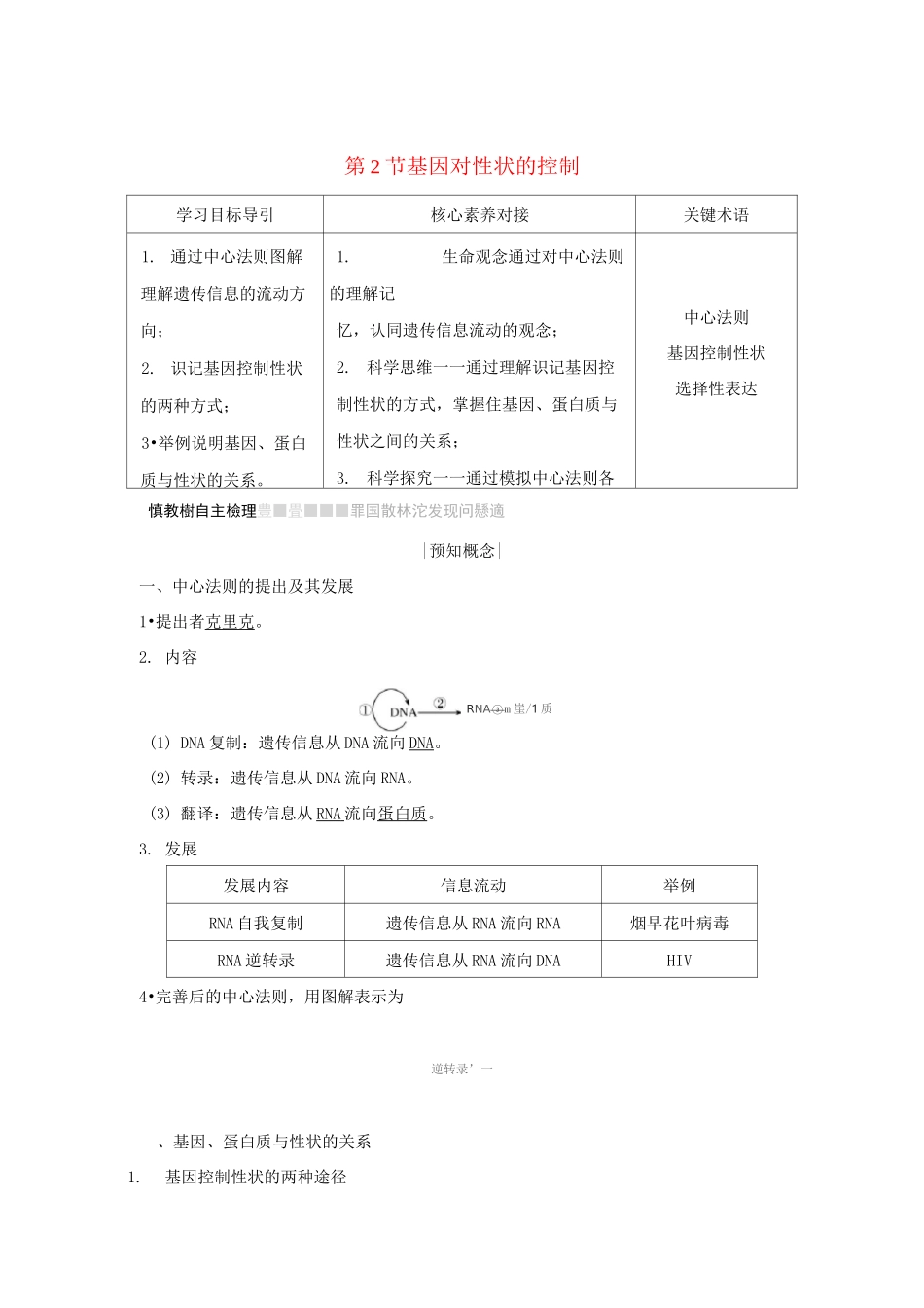 高中生物第4章基因的表达第2节基因对性状的控制学案新人教版_第1页