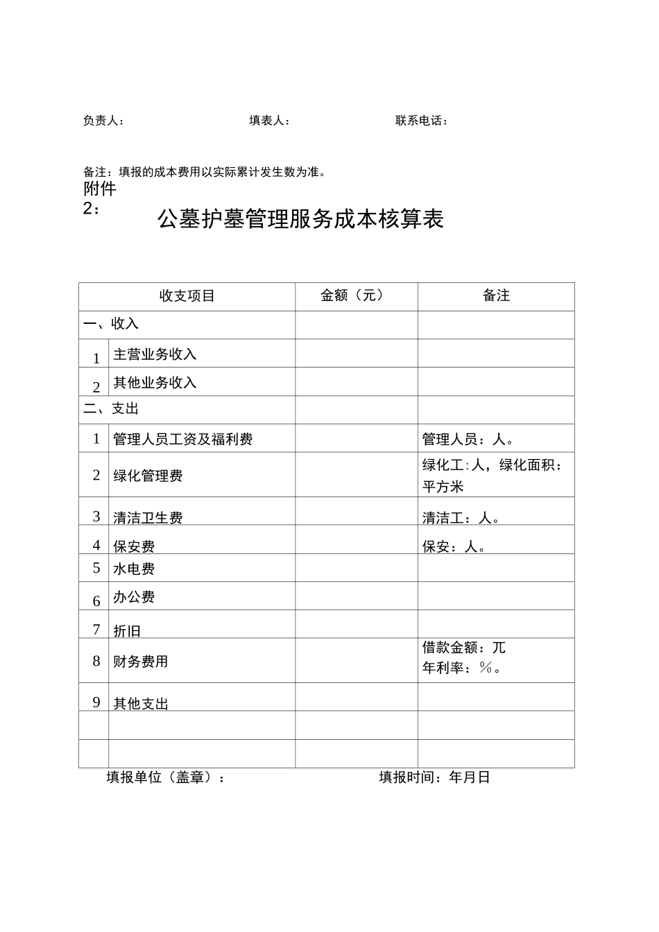 (成本管理)公墓墓穴成本核算表_第2页